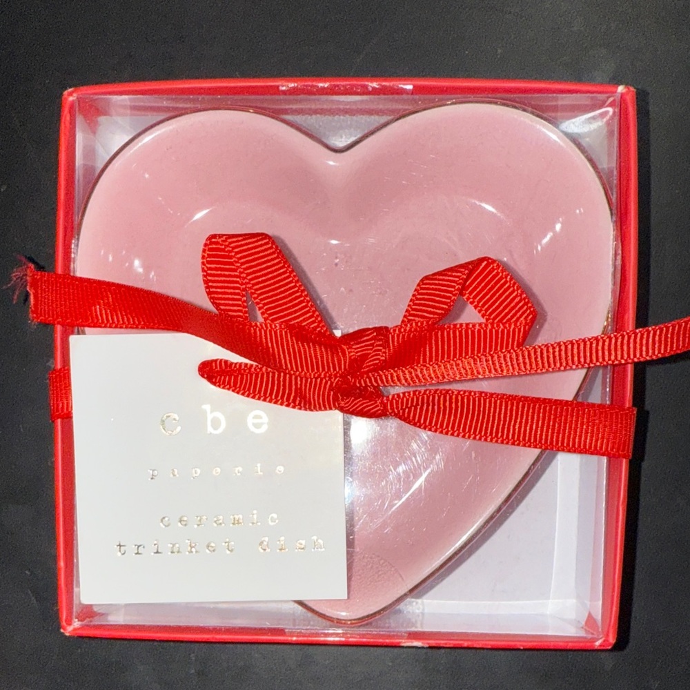 Pink Heart Ceramic Trinket Dish Valentines Day